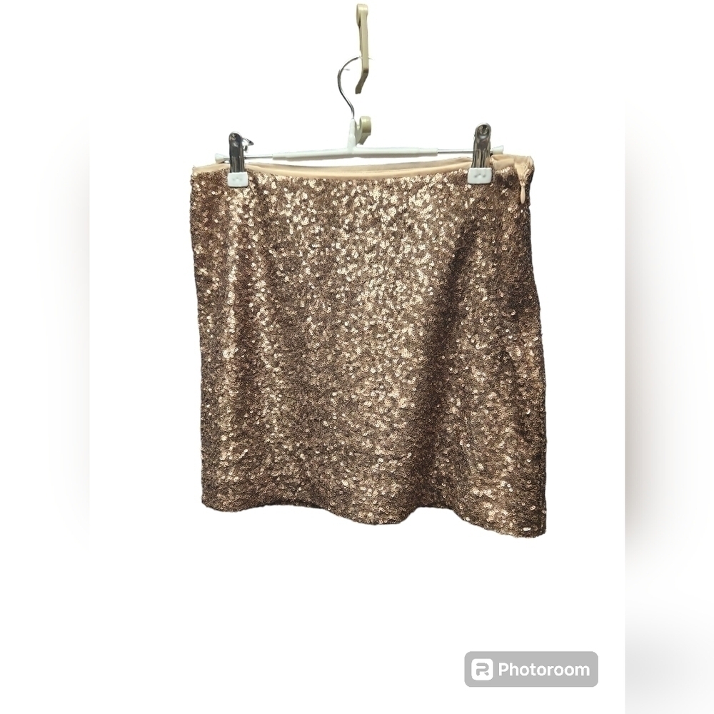 Gap Women’s Rose Gold Sequin Mini Skirt Size 4 Fully Lined Festival Wear Summer